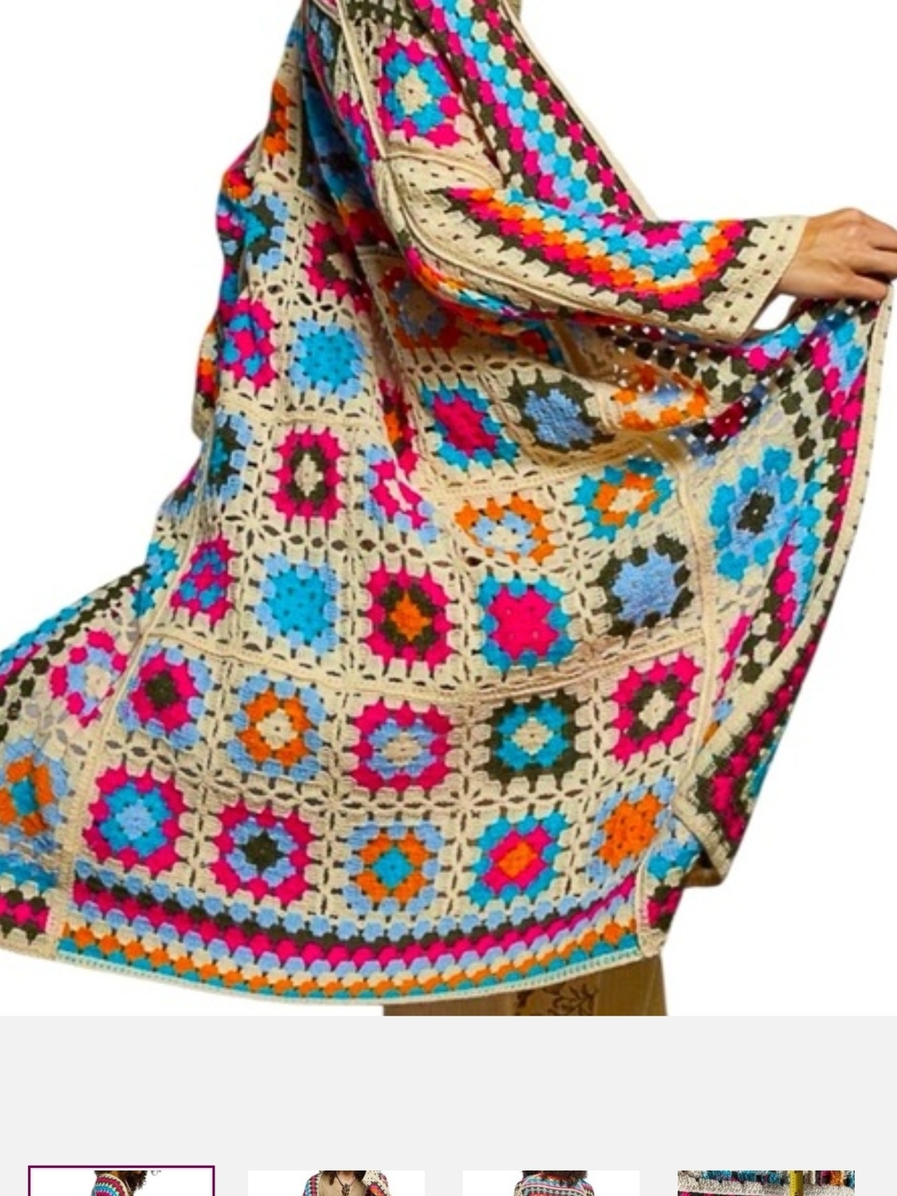 POL Crochet Granny Square Top in Pink, Blue, Orange, Gray, White
